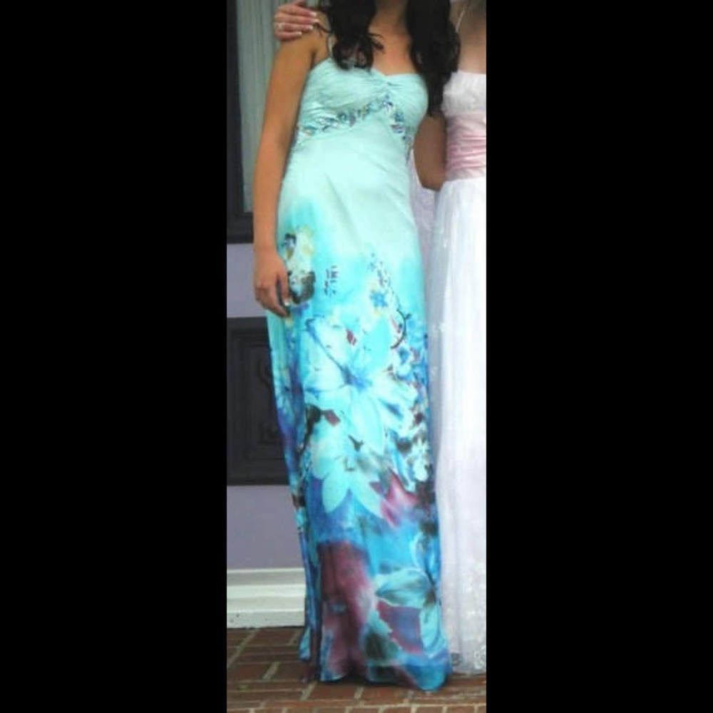 Dave and Johnny Prom Dress Blue Floral 0